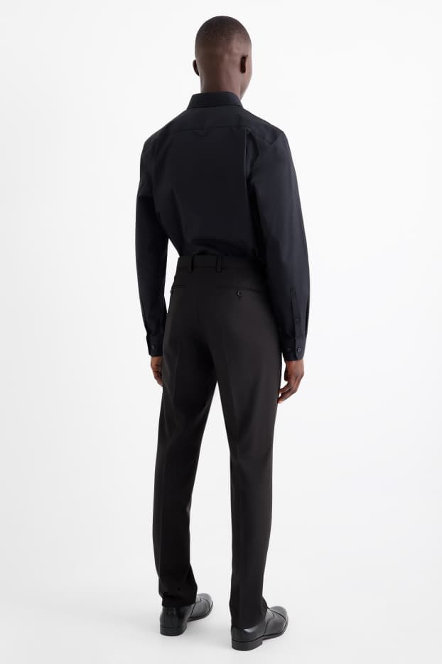 Herren - Baukasten-Hose - Regular Fit - Flex - Schurwoll-Mix - schwarz