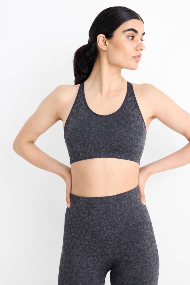 Femmes - Soutien-gorge de sport - ampliforme - à motifs - bleu foncé