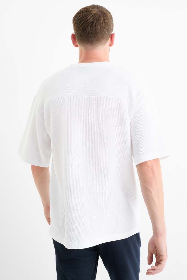 Hommes - T-shirt - oversize - côtelé - blanc