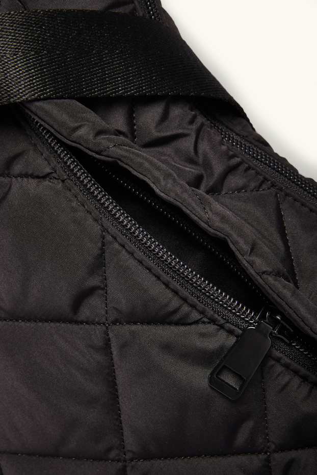 Damen - Stepp-Umhängetasche - schwarz