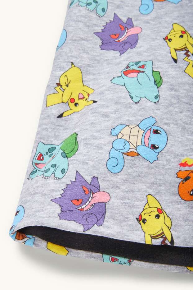 Děti - chlapci - Pokémon - tunelová šála - světle šedá-žíhaná