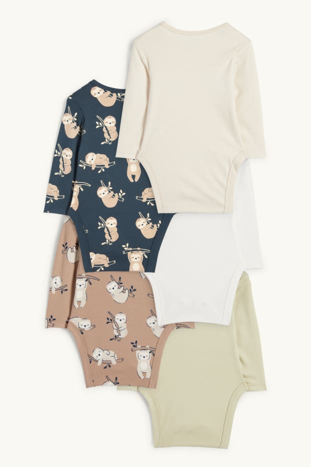 Bébés garçons - Lot de 5 - paresseux - bodys bébé - beige