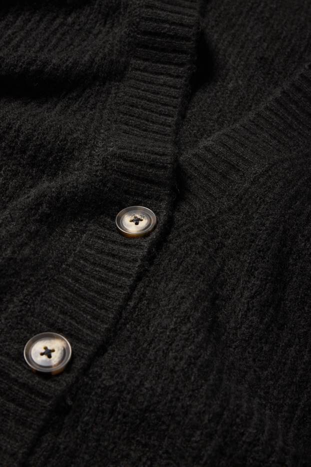 Damen - Strickjacke - gerippt - schwarz