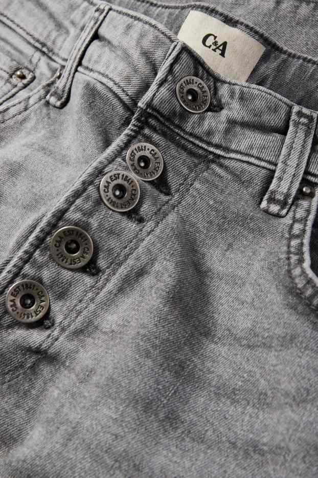 Women - Boyfriend jeans - mid-rise waist - denim-light gray