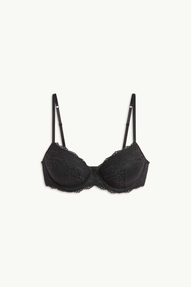 Women - Underwire bra - FULL COVERAGE - padded - black