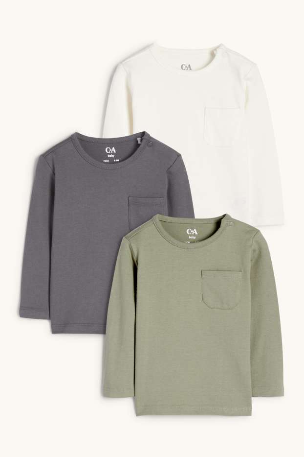 Bebés niños - Pack de 3 - camisetas de manga larga para bebé - verde