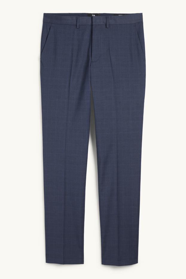 Hommes - Pantalon de costume - regular fit - Flex - à carreaux - bleu foncé
