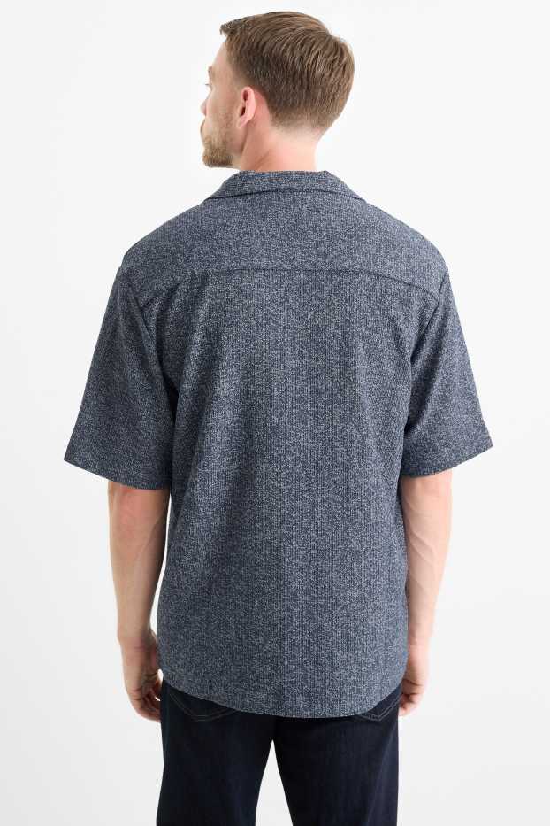 Uomo - Camicia in maglia - regular fit - revers - blu scuro