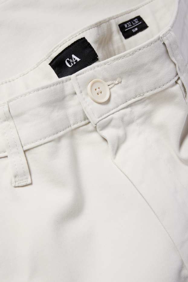 Pánské - Kalhoty chino - slim fit - krémově bílá