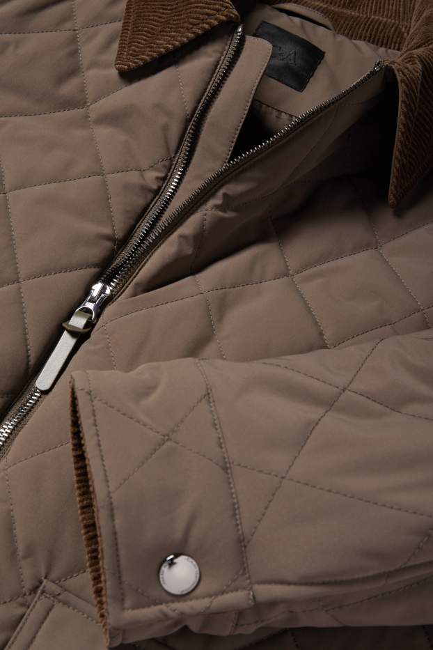 Pánské - Prošívaná bunda - tmavohnědá