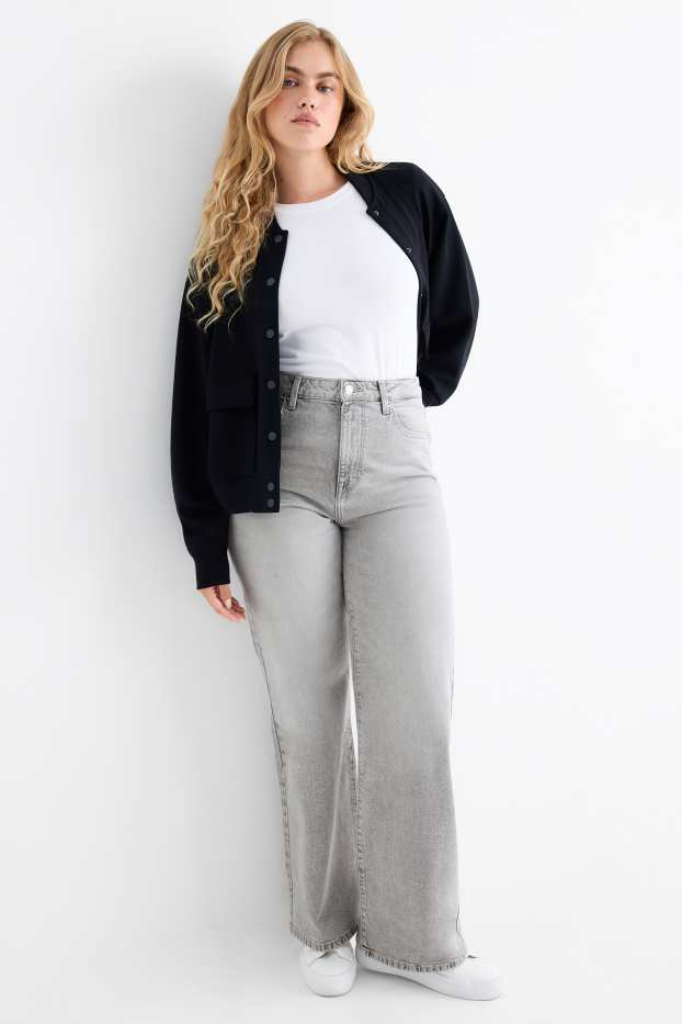 Femmes - Wide leg jean - high waist - jean gris clair