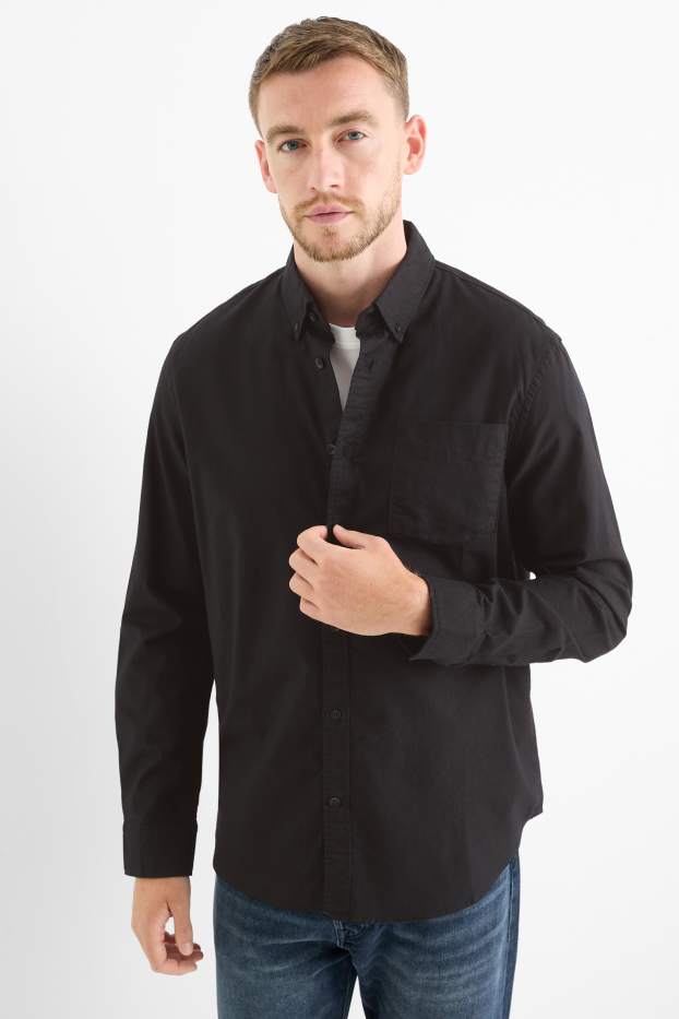 Home - Camisa - regular fit - button-down - negre