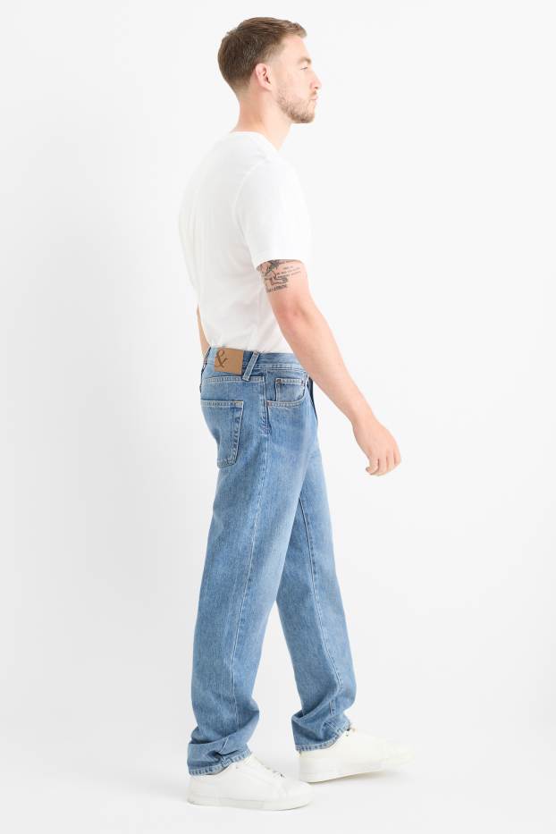 Pánské - Regular jeans se zapínáním na knoflíky - džíny - modré