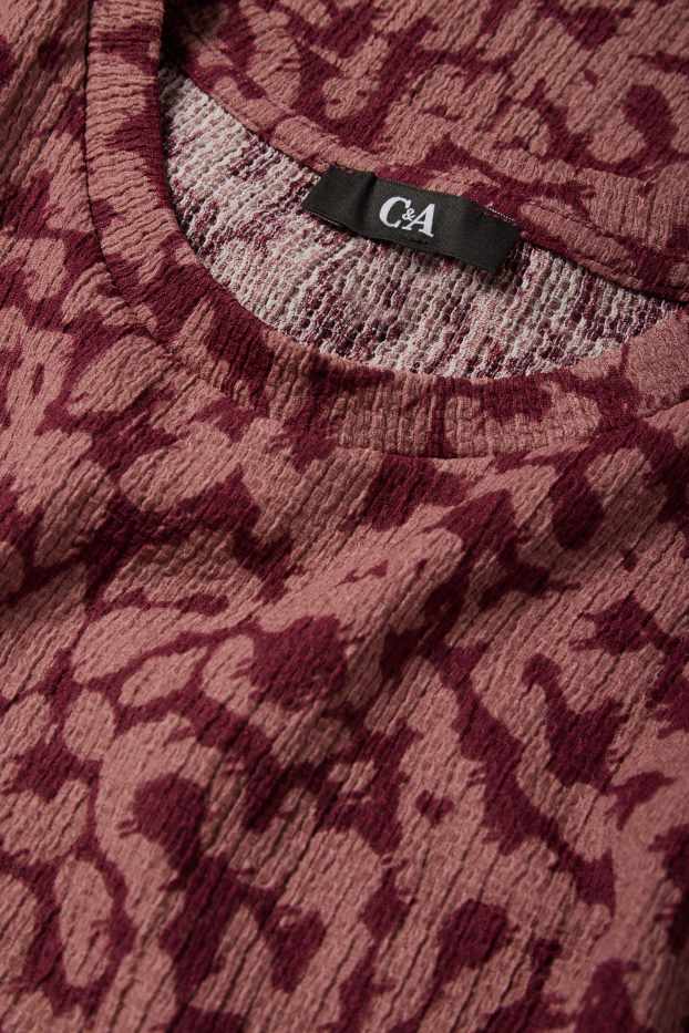 Mujer - Camiseta - regular fit - estampado de leopardo - rojo oscuro