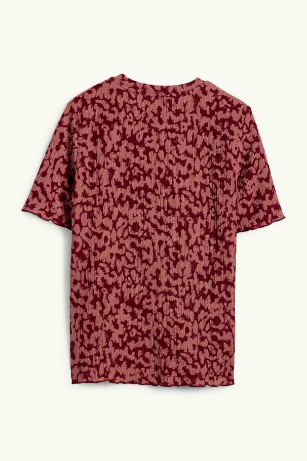 Mujer - Camiseta - regular fit - estampado de leopardo - rojo oscuro
