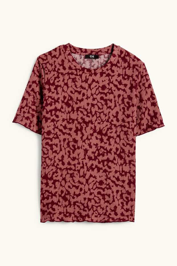 Mujer - Camiseta - regular fit - estampado de leopardo - rojo oscuro