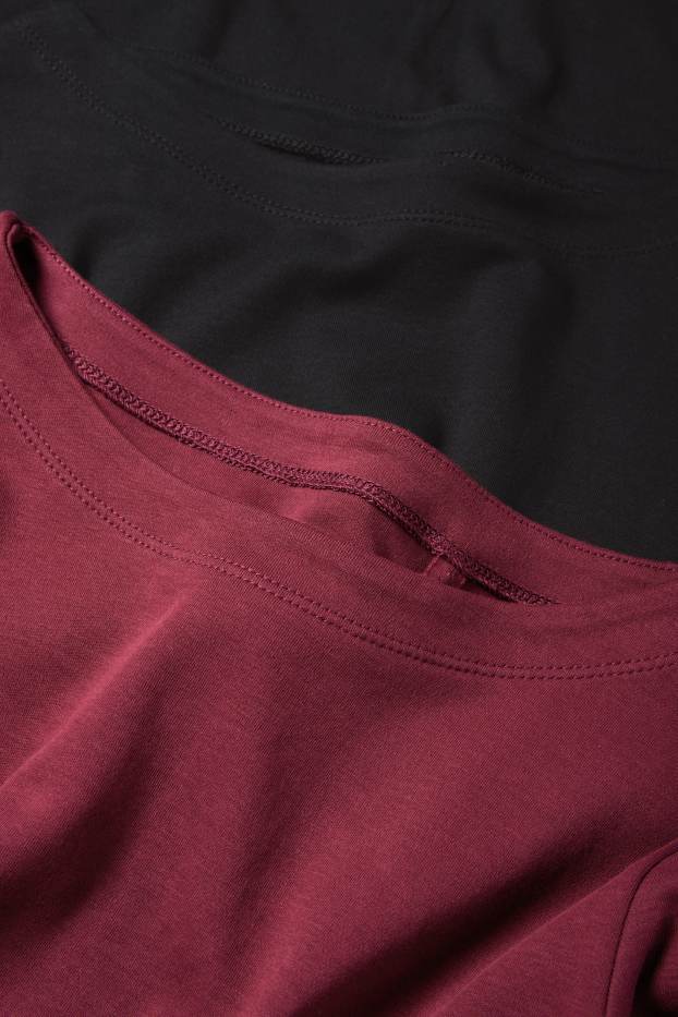 Femmes - Lot de 2 - hauts à manches longues - bordeaux / noir