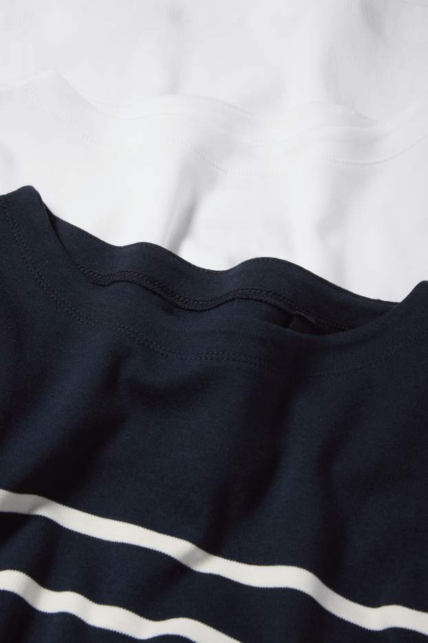 Damen - Multipack 2er - Langarmshirt - dunkelblau / weiß