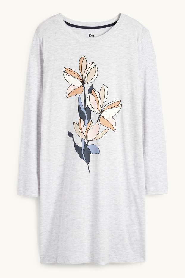 Dames - Nachthemd - licht grijs-mix