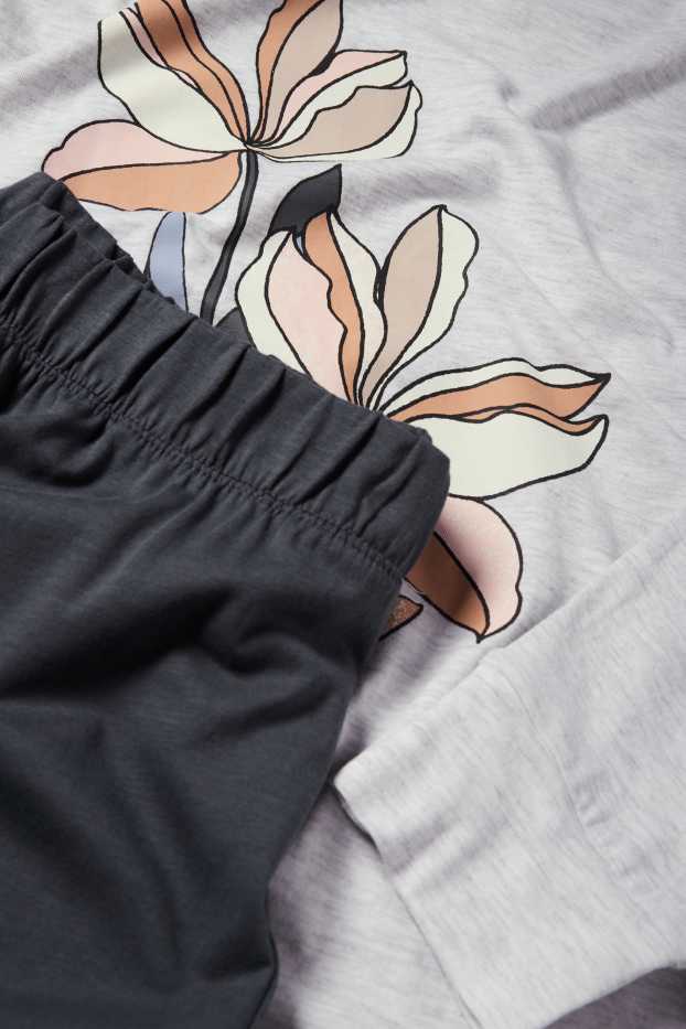 Damen - Pyjama - hellgrau-melange