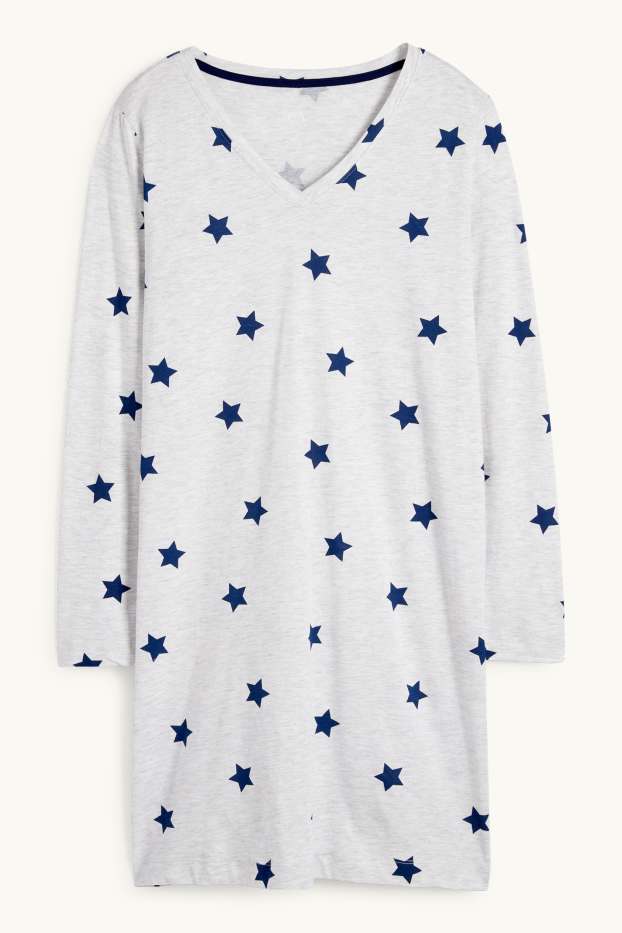 Dames - Nachthemd - met patroon - licht grijs-mix