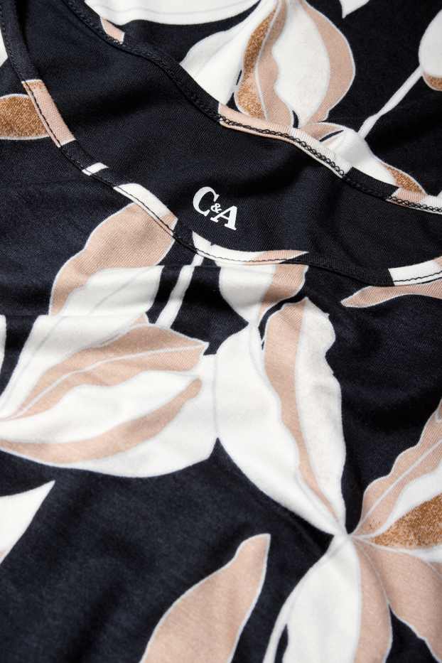 Dames - Nachthemd - gebloemd - donkerblauw