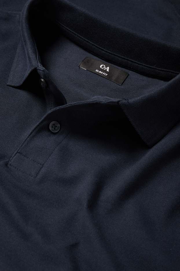 Hommes - Polo - slim fit - bleu foncé