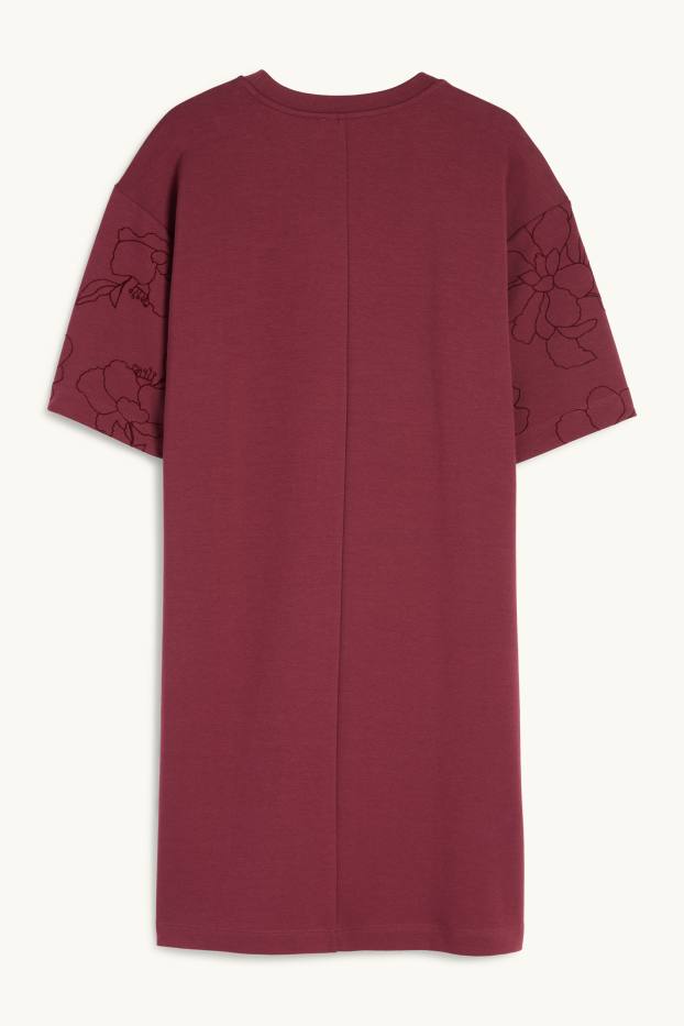 Women - T-shirt dress - floral - bordeaux