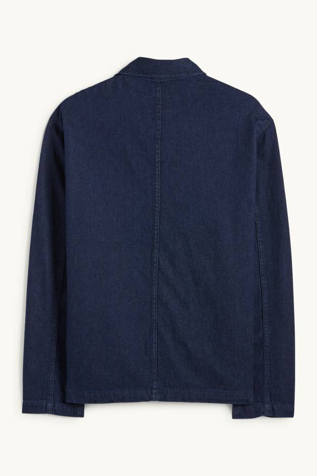 Pánské - Džínová košilová bunda - relaxed fit - kent - džíny - tmavomodré