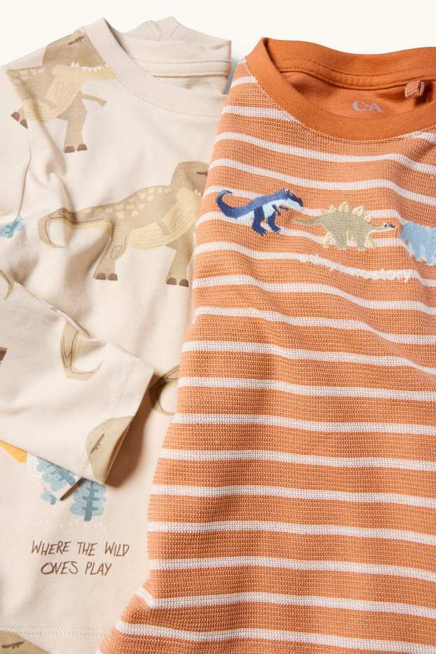 Kinderen: jongens - Set van 2 - dino - longsleeve - oranje