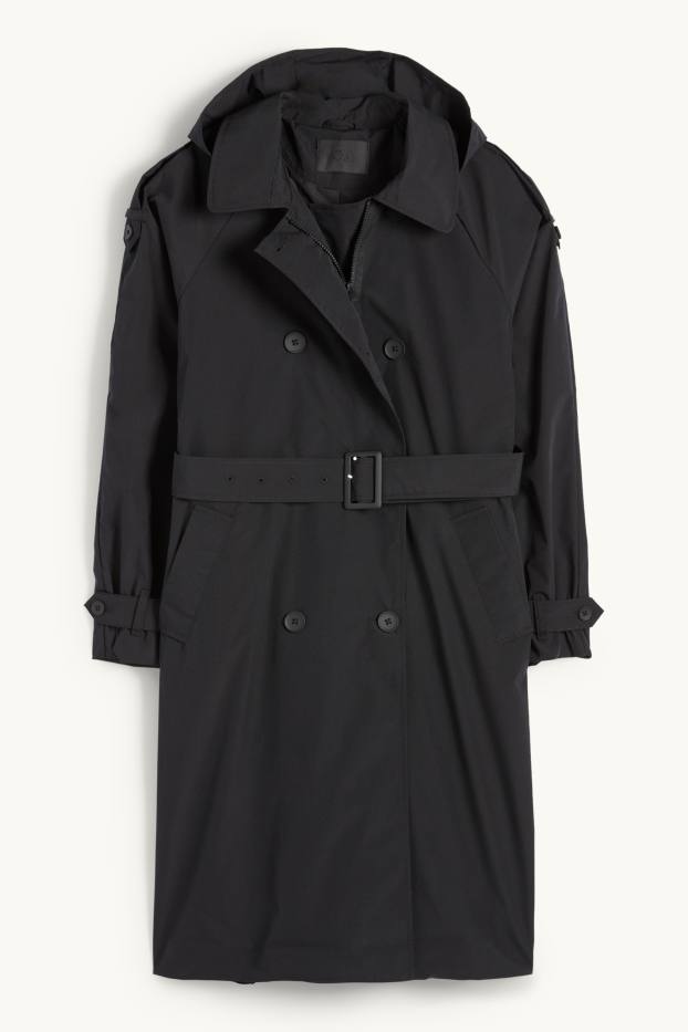 Damen - Funktions-Trenchcoat - schwarz