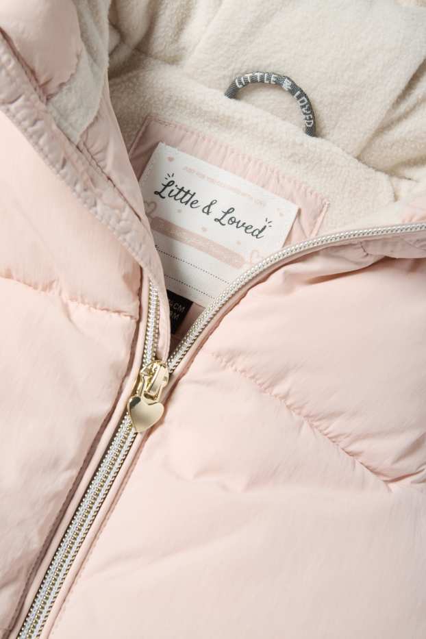 Baby Girls - Baby quilted gilet with hood - water-repellent - rose