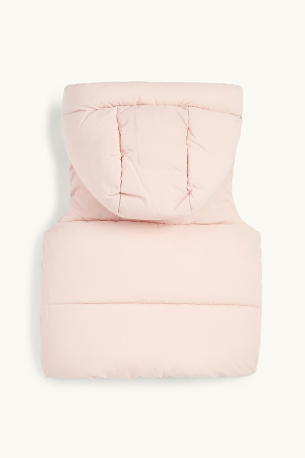 Baby Girls - Baby quilted gilet with hood - water-repellent - rose