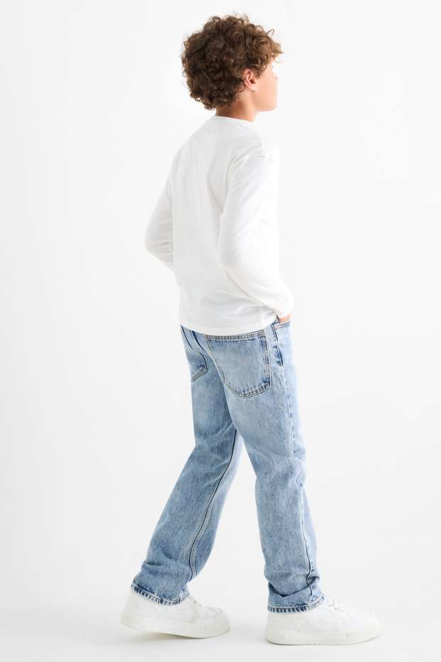 Kinderen: jongens - Straight jeans - extra smalle tailleband - jeanslichtblauw