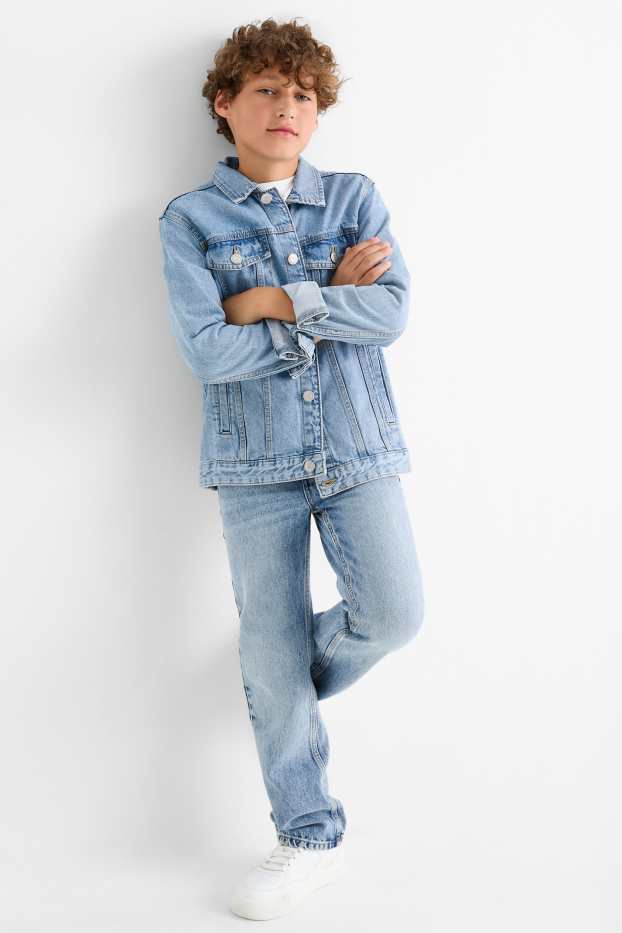 Kinderen: jongens - Straight jeans - extra smalle tailleband - jeanslichtblauw