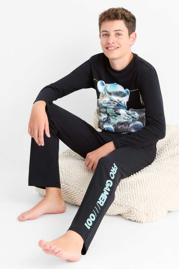 Enfants garçons - Jeux vidéo - pyjama - 2 pièces - noir