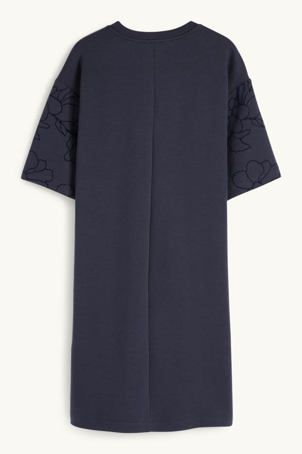 Women - T-shirt dress - floral - dark blue