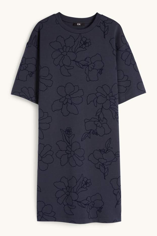 Women - T-shirt dress - floral - dark blue