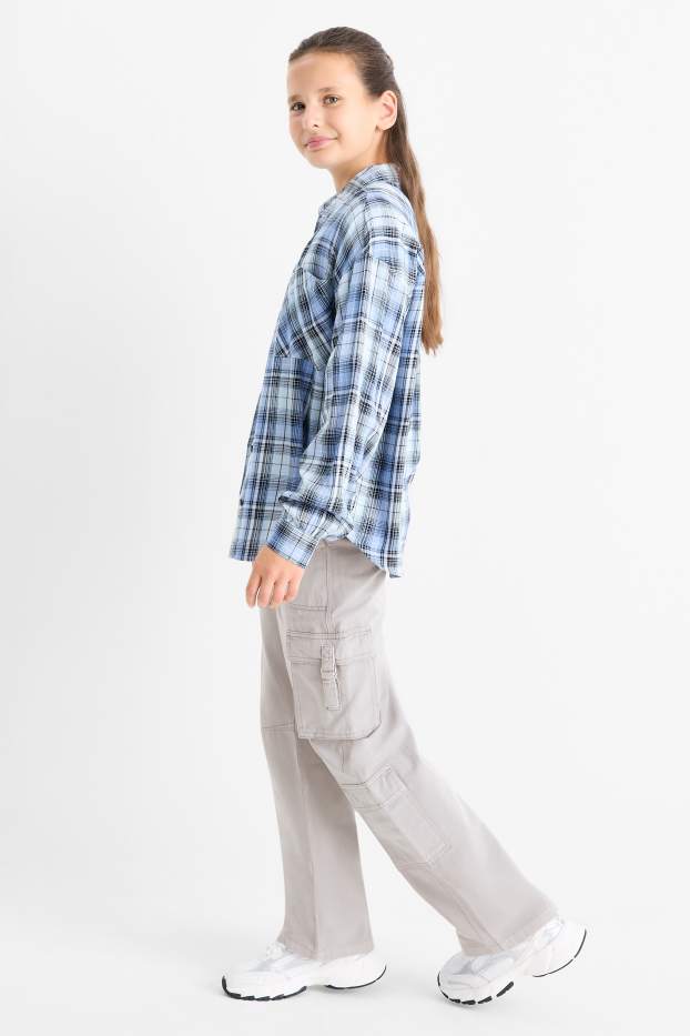 Kinder Mädchen - Cargohose - hellgrau