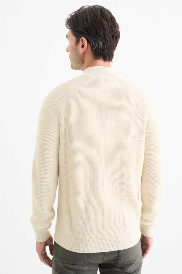 Hommes - Gilet en maille - finition côtelée - beige clair