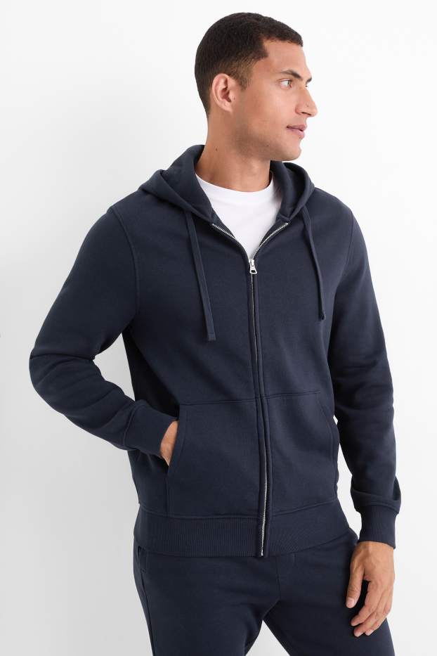 Home - Dessuadora oberta amb caputxa - blau fosc