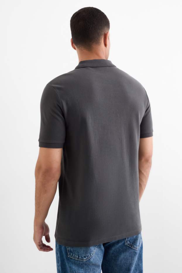 Pánské - Polokošile - regular fit - tmavošedá