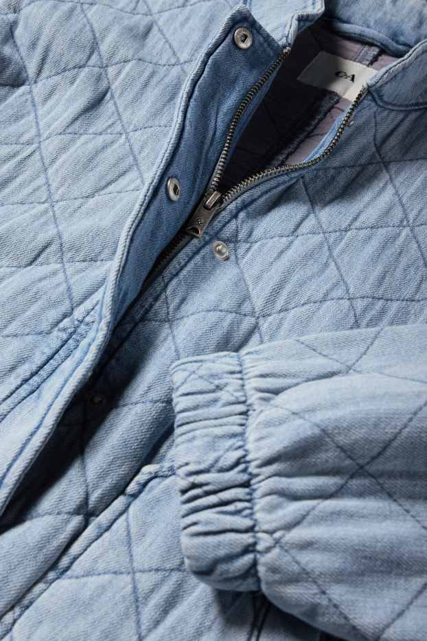 Dámské - Džínová prošívaná bunda - džíny - světle modré