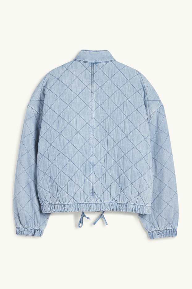 Dámské - Džínová prošívaná bunda - džíny - světle modré