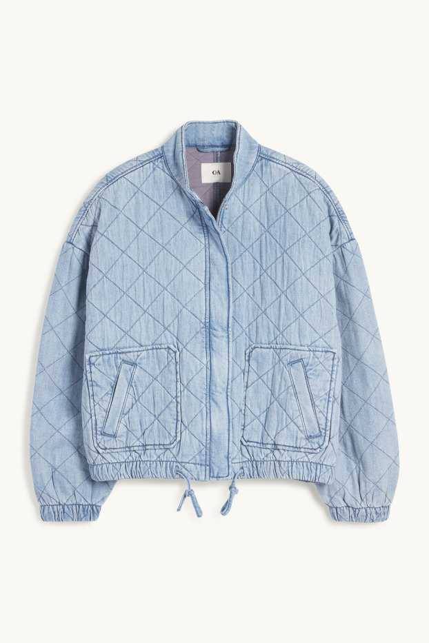 Dámské - Džínová prošívaná bunda - džíny - světle modré