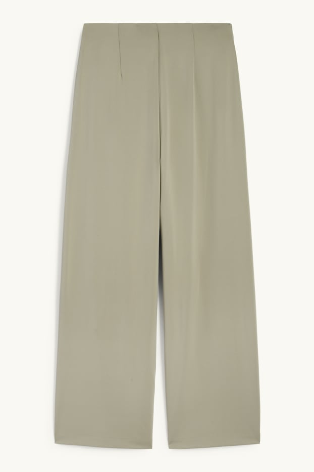 Damen - Jersey-Hose - High Waist - Wide Leg - grün
