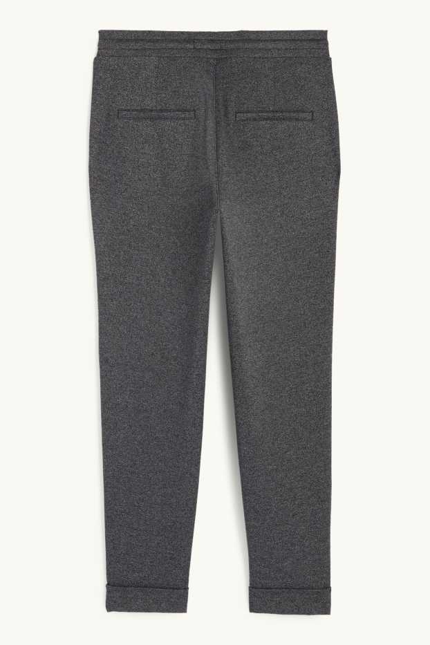 Femei - Pantaloni din jerseu - talie medie - tapered fit - structurați - gri închis