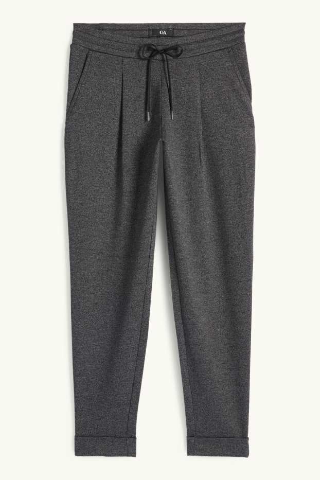 Femei - Pantaloni din jerseu - talie medie - tapered fit - structurați - gri închis