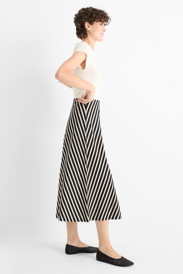 Women - Skirt - striped - black / beige