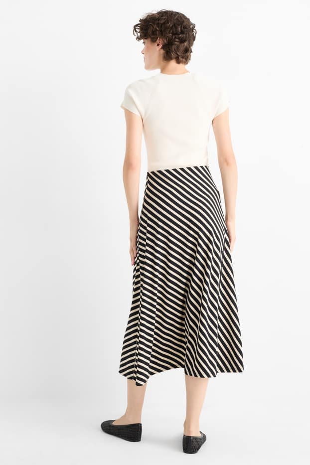 Women - Skirt - striped - black / beige